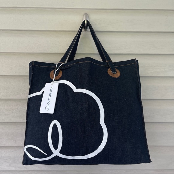 Cotton USA Dark Denim Shoulder Tote Bag NWT - Picture 2 of 13